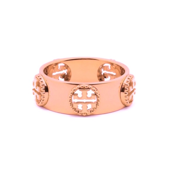 Tory Burch Jewelry - TORY BURCH • Rose Gold Milgrain Logo Ring